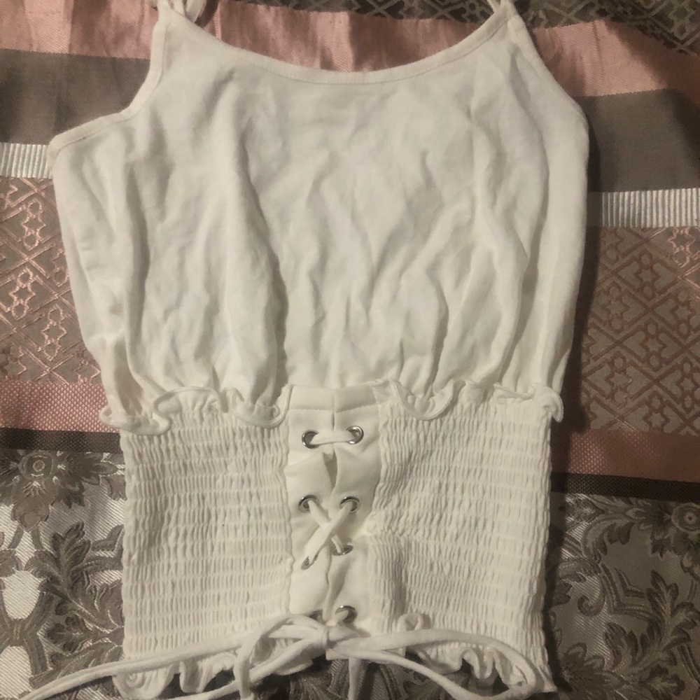 Corset tank top with drawstring
